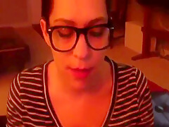 23yr Old Cute Geek Swallowing Cum At Home