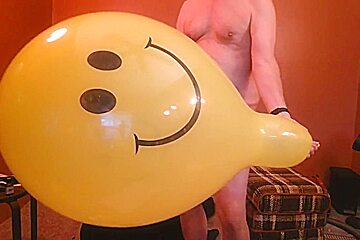 75) Smiley Balloon Jerk-off -- Will He Pop? -- Balloonbanger