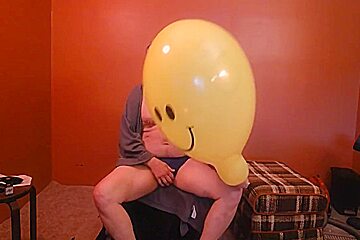75) Smiley Balloon Jerk-off -- Will He Pop? -- Balloonbanger