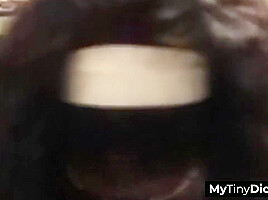 A Sexy Bitch Is Sucking Hard On His Tiny Cock