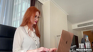 A Trapped Redhead Boss Gets Her Ass Fucked In The Office By Two French Black Guys!!!