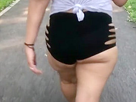 A day out with wife in booty shorts