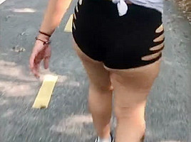 A day out with wife in booty shorts