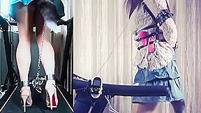 ASIAN CHAINED TREADMILL WALKING IN HEELS