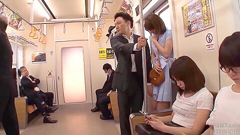 Adorable Asian Girl Blowing Hard Cocks On Subway Train