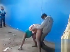 African lovers being watched during the public copulation