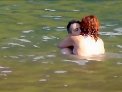 Amateur Couple Playing At Beach Madeira Island Seixal
