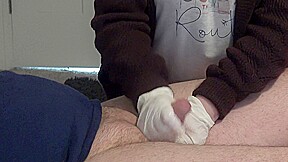 Amateur Wife Hand Job Hubby Cuck Chastity Release Rubber Gloves 3 Days No Cum Husband