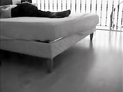 Amateur on the huge bed raunchy masturbation