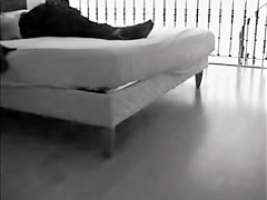 Amateur on the huge bed raunchy masturbation