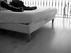 Amateur on the huge bed raunchy masturbation