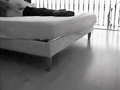 Amateur on the huge bed raunchy masturbation