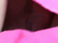 Amateur upskirt movie shows a hot brunette with yummy pussy lips
