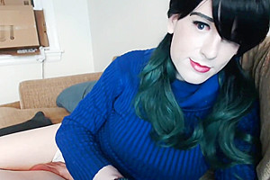 Amazingly Cute CrossDresser Cums Twice