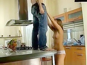 An anal fuck at the kitchen sink
