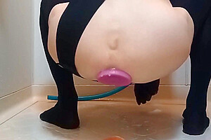 Anal Toys In Blackleotard And Huge Dildo Leotard