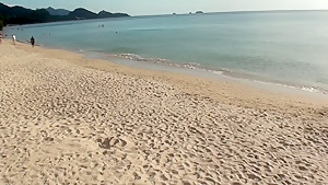 Anne in oral sex at the beach scene with a hot lassie