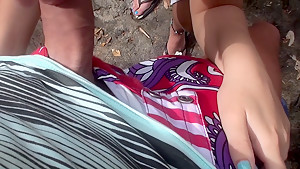 Anne in oral sex at the beach scene with a hot lassie