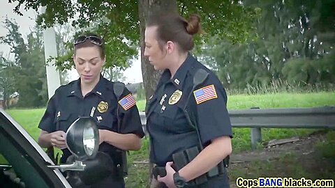 Arrested Black Cocked Thug Fucking Two Kinky Cops In Un