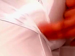 Asian babe in cosplay gets cunt finger teased thru pants