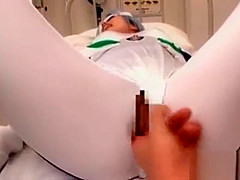 Asian babe in cosplay gets cunt finger teased thru pants