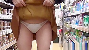 Asian babe shows panties