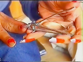 Asian girl with longnails suck
