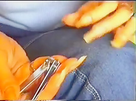Asian girl with longnails suck