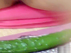 Asian teen 18+ uses cucumber