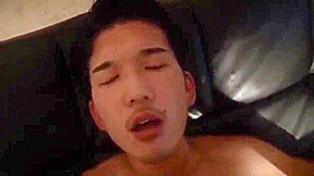 Asian twink fucked by huge dildo