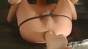Asian twink fucked by huge dildo