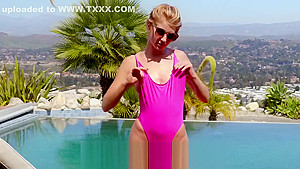 BAEB Blonde babe Arya Fae fucked outdoors by the pool