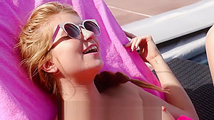 BAEB Blonde babe Arya Fae fucked outdoors by the pool