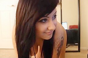 BBW brunette puts a glass dildo in her pussy
