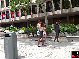 BDSM public babe humiliated outdoor by master and domina