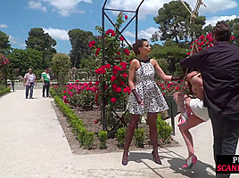 BDSM public babe humiliated outdoor by master and domina