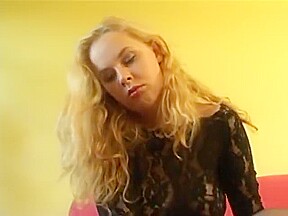 BLONDE IN SHEER BLACK PANTYHOSE