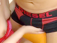 Balls sucking Asian whore