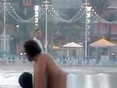 Beach fuck with specatators