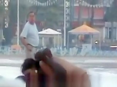 Beach fuck with specatators