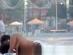 Beach fuck with specatators