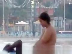 Beach fuck with specatators