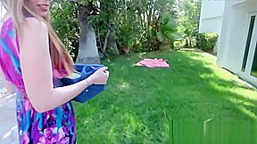 Beautiful Lauren Phillips fucks stepson outdoor POV