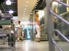 Beautiful blondie shown in her tight white jeans on camera
