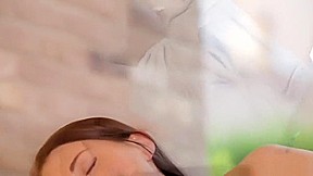 Beautiful passionate sex and oral sex in the garden in the rain