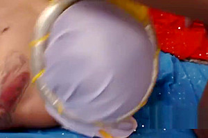 Bellydancing trannies make lucky guy take their cocks in gangbang