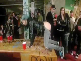 Bitch gets fucked by many men and masturbated by a women