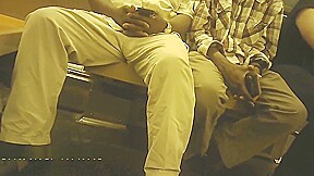 Black guy bulge on subway NYC June 2018