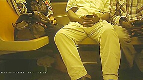 Black guy bulge on subway NYC June 2018