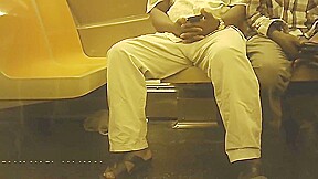Black guy bulge on subway NYC June 2018